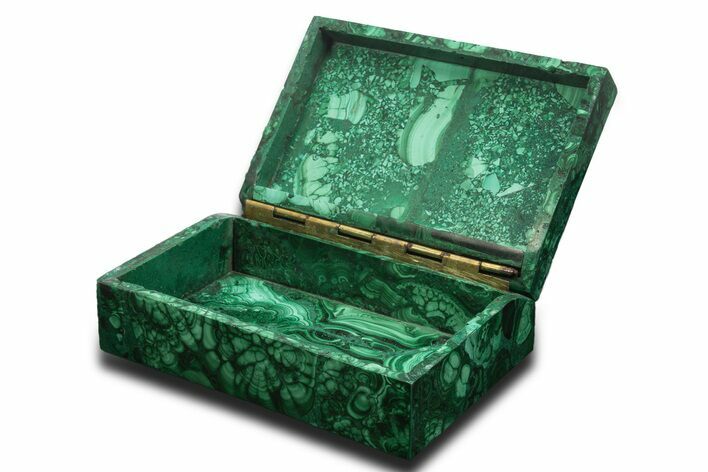Flowery, Hinged Malachite Jewelry Box - DR Congo #335797